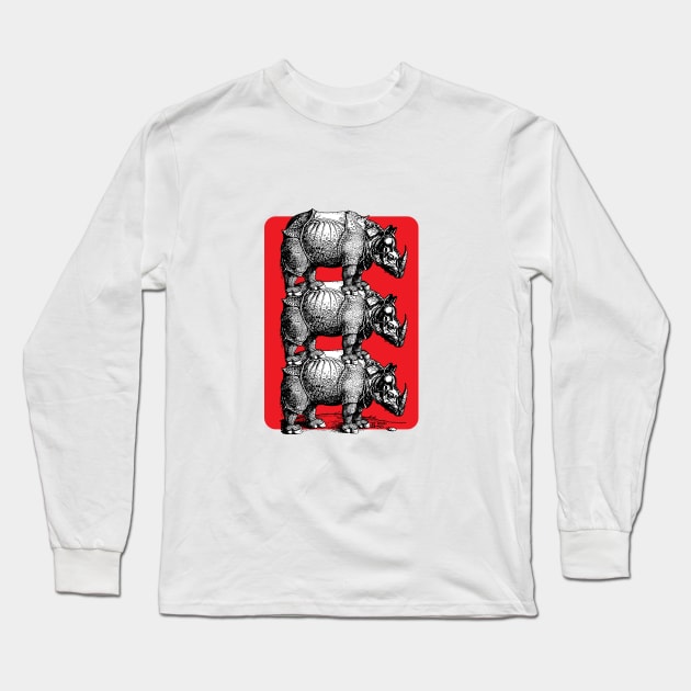 Rhinoceros-3 Long Sleeve T-Shirt by BonzoTee
